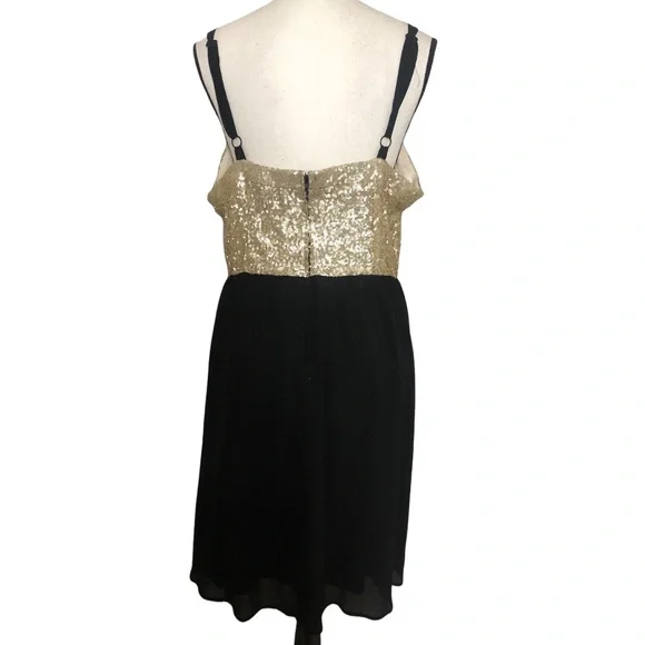 Torrid Sequin Chiffon Party Dress Babydoll Layered Gold Sleeveless Sz 14 - Picture 7 of 15